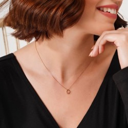 0,01 Karat Pırlanta Kolye Rose 14 Ayar