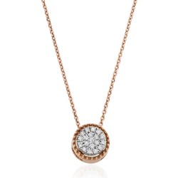 0,06 Karat Pırlanta Kolye Rose 8 Ayar
