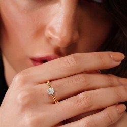 0,17 Karat Pırlanta Yüzük Rose 14 Ayar