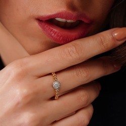 0,19 Karat Pırlanta Yüzük Rose 14 Ayar