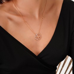 1,12 Karat Pırlanta Kolye Ucu Rose 18 Ayar